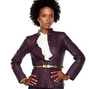 Isaac Mizrahi Purple Quilted Leather Jacket Size Extra Small